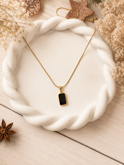 Sleek Black Stone Necklace