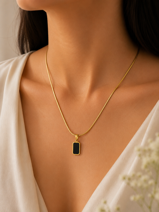 Sleek Black Stone Necklace