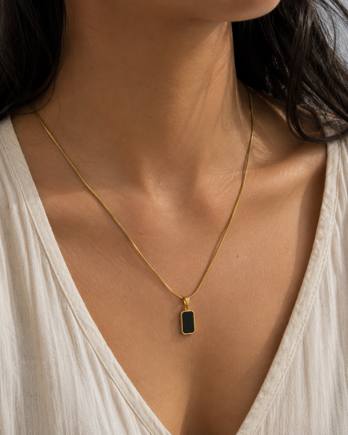 Sleek Black Stone Necklace