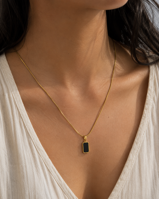 Sleek Black Stone Necklace